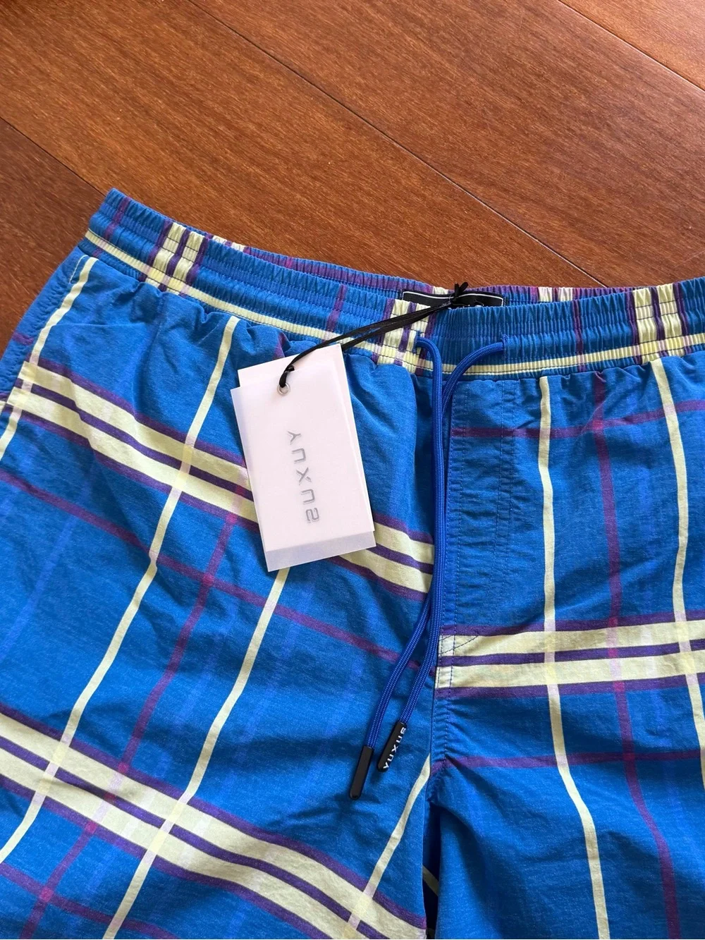 Yuxus Blue Plaid Drawstring Shorts TARTAN 